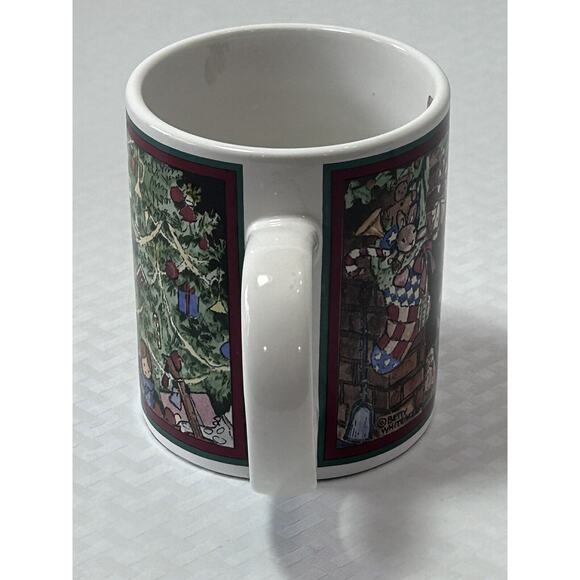 VTG BY CIC BETTY WHITAKER CHRISTMAS SANTA, TREE & FIRE PLACE COFFEE CUP/MUG - Picture 5 of 11